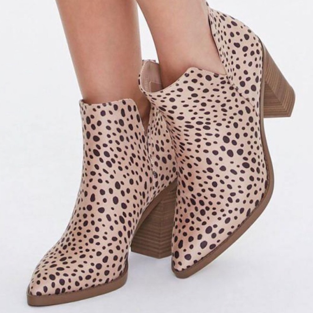 . Forever 21 Cheetah Pointed Heeled Ankle Booties